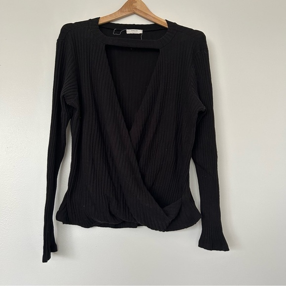Jolie Tops - Jolie drape front ribbed knit sweater 1X